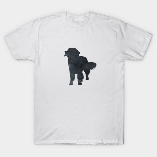 Newfoundland Dog Newfie Art Black Silhouette T-Shirt by BittenByErmines